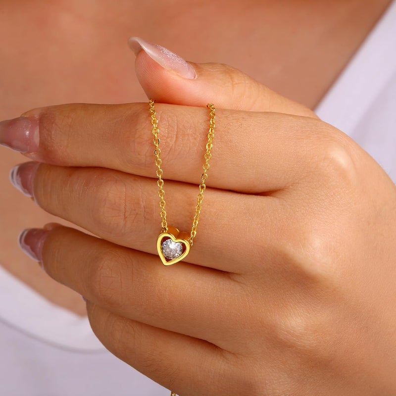 Ieftop Valentines Birthday Gifts for Women Teen Girls - Dainty 14K Gold/Silver Plated Cute Heart Handmade Disc Circle Bee Choker Adjustable Necklace for Women Teenage Girl Trendy Jewelry - Image 5
